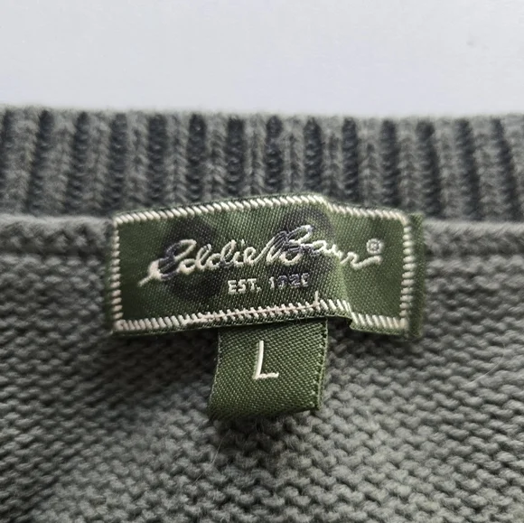 Eddie Bauer Sweater Men Sz L Green  Long Sleeve Crew Neck Knit Pullover - Picture 8 of 12